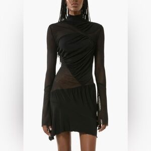 NWT $975 Mach & Mach Sheer Panel Turtleneck Minidress 6 US / 40 FR, BLACK!